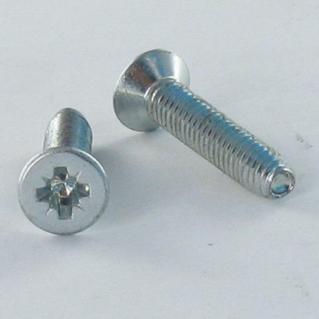 1 x Zelftappende schroef gefreesde kop M3X8 Pozi PZ6 Wit verzinkt staal microschroeven
