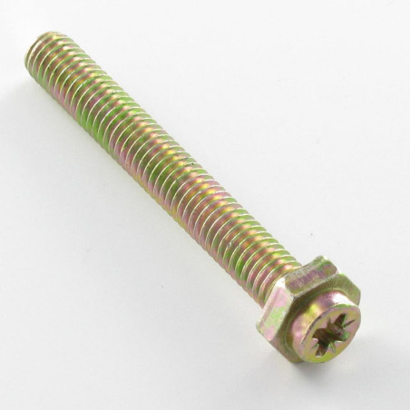 1 x Cassette schroef zeskantkop TH Pozi M6X45 Pozi 2 klasse 6.8 Bichromaat