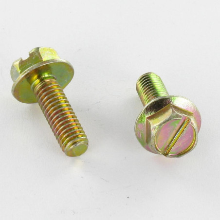 1 x Metalen schroeven zeskantkop TH M5X18 kraagflens 11 split Bichromaat