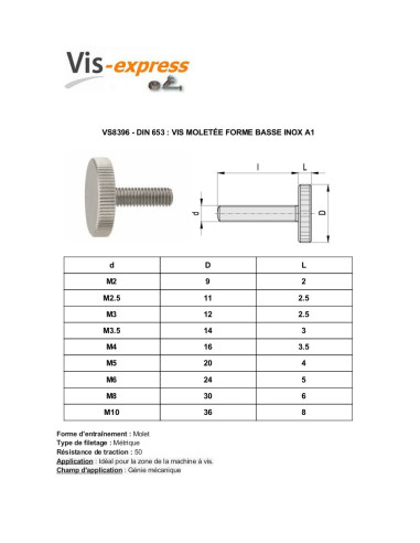 1 x Metalen schroeven kartelschreof laag RVS A1...