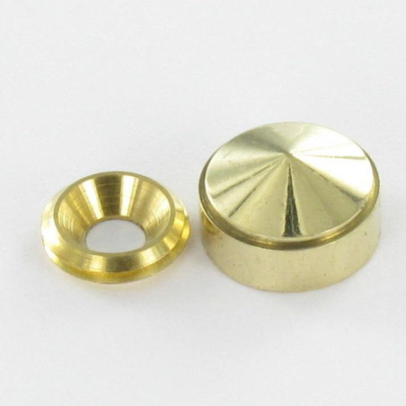 1 x Conische rozet of schroefdop (1 rozet en 1 schroefdop) Messing diameter 15 voor Schroeven M5
