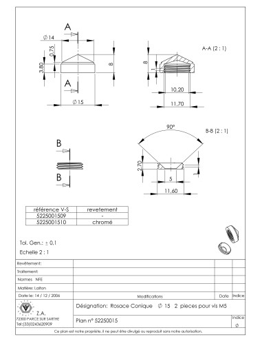 1 x Conische rozet of schroefdop (1 rozet en 1...