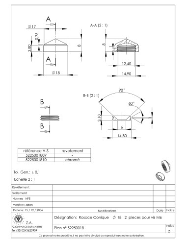 1 x Conische rozet of schroefdop (1 rozet en 1...