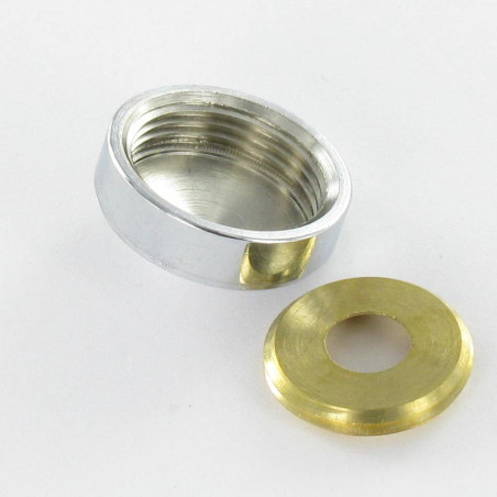 1 x Conische rozet of schroefdop (1 rozet en 1 schroefdop) Messing chroom diameter 20 voor Schroeven M6