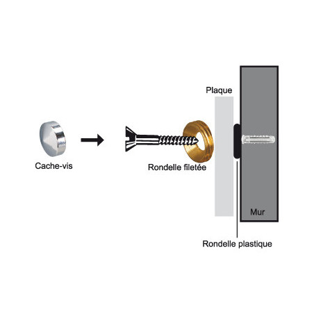 1 x Conische rozet of schroefdop (1 rozet en 1 schroefdop) Messing chroom diameter 20 voor Schroeven M6