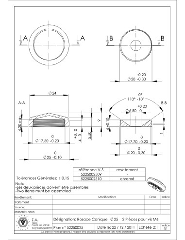 1 x Conische rozet of schroefdop (1 rozet en 1...