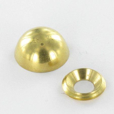 1 x Ronde rozet of schroefdop (1 rozet en 1 schroefdop) Messing diameter 15 voor Schroeven M5