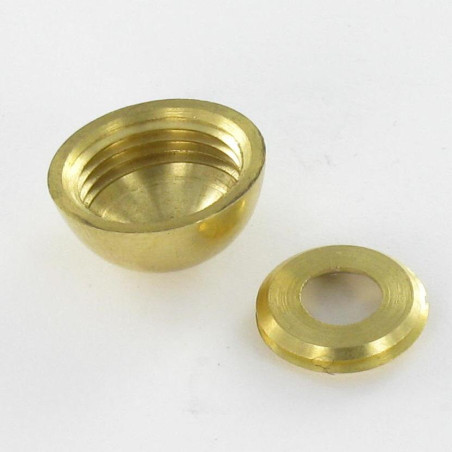 1 x Ronde rozet of schroefdop (1 rozet en 1 schroefdop) Messing diameter 15 voor Schroeven M5