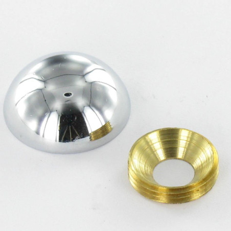 1 x Ronde rozet of schroefdop (1 rozet en 1 schroefdop) Messing chroom diameter 20
