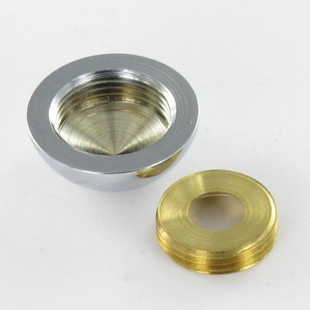 1 x Ronde rozet of schroefdop (1 rozet en 1 schroefdop) Messing chroom diameter 20