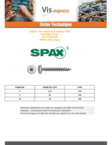 1 x SPAX Houtschroeven schijfkop TORX T40 8X220...
