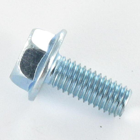 1 x Metalen schroeven zeskantkop TH M6X16 gladde flens Wit verzinkt staal