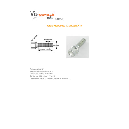 1 x Schroeven WIEL M12X50 steek van 125 S/PL19 klasse 10.9 Wit verzinkt staal