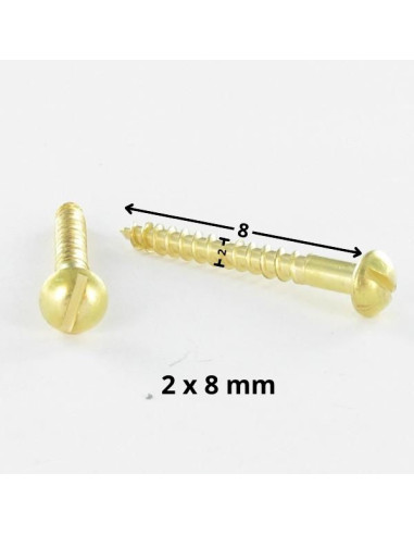 1 x Houtschroeven Messing ronde kop split 2X8...
