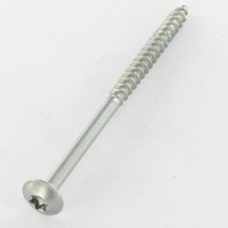 1 x Agglo houtschroeven Bolkop breed rond 7X90 bedraad op 60 TORX T40 Wit verzinkt staal