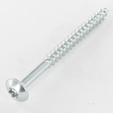 1 x Agglo houtschroeven Bolkop breed rond 6X90 bedraad op 50 TORX T30 Wit verzinkt staal 200 uren zoutnevel zonder rode