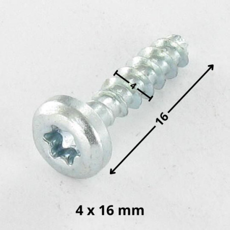 1 x Agglo houtschroeven ronde kop TORX T20 4X16 zonder punt Wit verzinkt staal