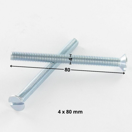 1 x Metalen schroeven gefreesde kop split M4X80 Wit verzinkt staal