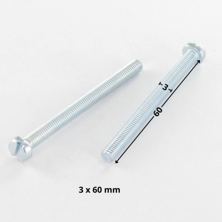 1 x Metalen schroeven cilindrische kop split M3X60 Wit verzinkt staal microschroeven