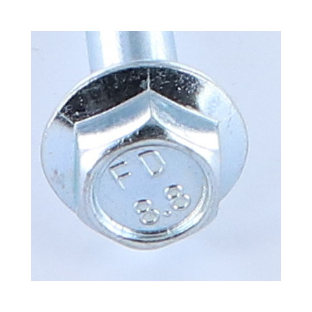 1 x Metalen schroeven zeskantkop TH M10X60 gedeeltelijke draad basis met kartelflens Klasse 8.8 Wit verzinkt staal