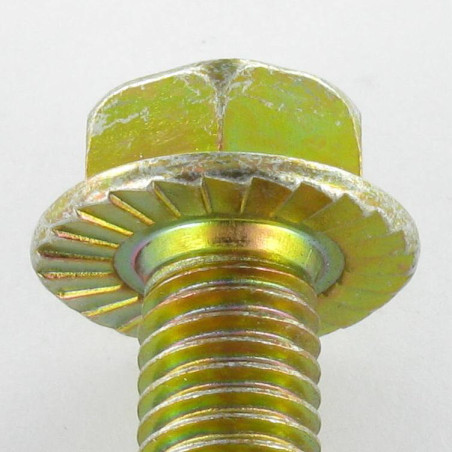 1 x Metalen schroeven zeskantkop TH M6X8 basis met kartelflens Klasse 8.8 Bichromaat