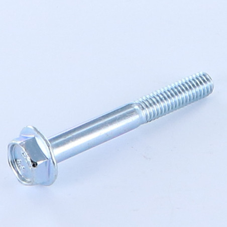 1 x Metalen schroeven zeskantkop TH M6X45 gedeeltelijke draad basis met kartelflens Klasse 8.8 Wit verzinkt staal