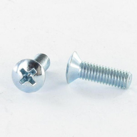 1 x Metalen schroeven gefreesde bolkop phillips M5X25 Wit verzinkt staal