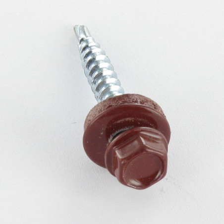 1 x Zelfborende schroef zeskantkop TH 4.8X35 Afdichtingsring met neopreen epdm afdichting Wit verzinkt staal RAL8012