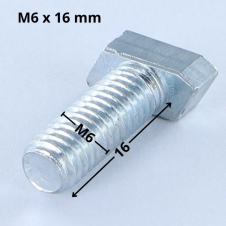 1 x Metalen schroeven kop ruit M6X16 Wit verzinkt staal 128 uren zoutnevel zonder rode roest