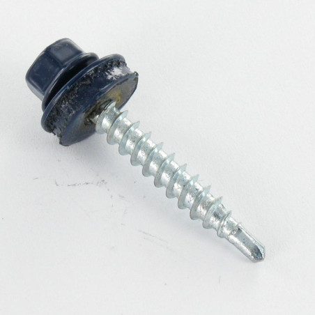 1 x Zelfborende schroef zeskantkop TH 6.3X130 Afdichtingsring met neopreen epdm afdichting Wit verzinkt staal RAL5008