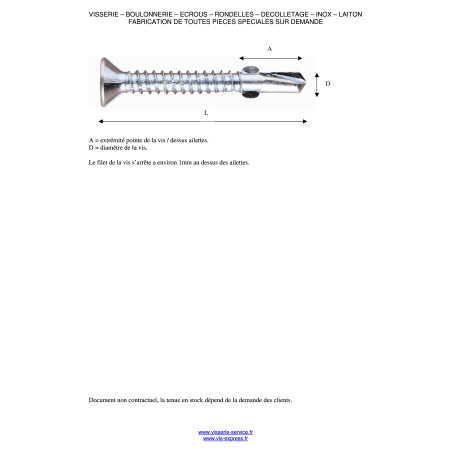 1 x Zelfborende schroef gefreesde kop TORX T30 5.5X45 gekarteld en gevleugeld Wit verzinkt staal