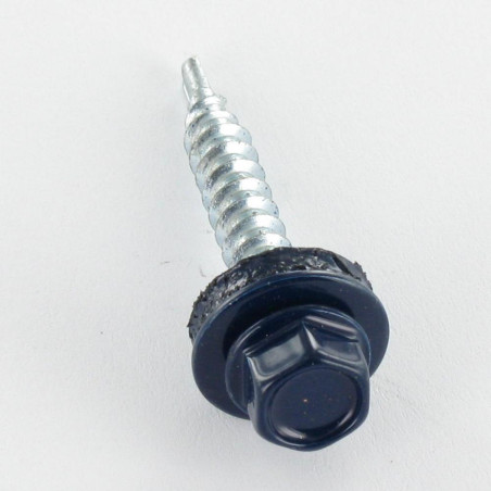 1 x Zelfborende schroef zeskantkop TH 4.8X35 Afdichtingsring met neopreen epdm afdichting Wit verzinkt staal RAL5011