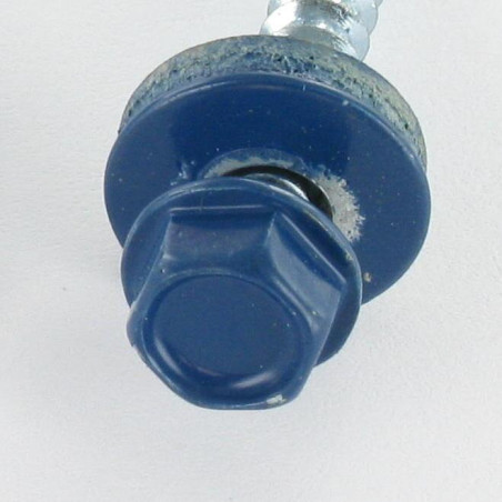 1 x Zelfborende schroef zeskantkop TH 4.8X35 Afdichtingsring met neopreen epdm afdichting Wit verzinkt staal RAL5001