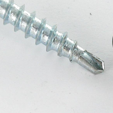 1 x Zelfborende schroef zeskantkop TH 4.8X35 Afdichtingsring met neopreen epdm afdichting Wit verzinkt staal RAL6009
