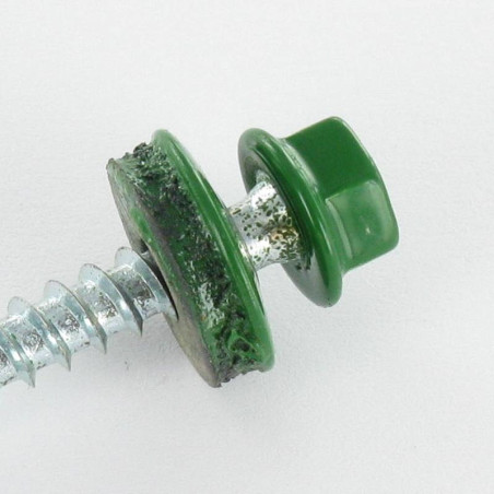 1 x Zelfborende schroef zeskantkop TH 4.8X35 Afdichtingsring met neopreen epdm afdichting Wit verzinkt staal RAL6002