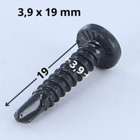 1 x Zelfborende schroef bol cilinderkop phillips 3.9X19 metaalplaat gaas Wit verzinkt staal LAQ RAL7016 antraciet grijs