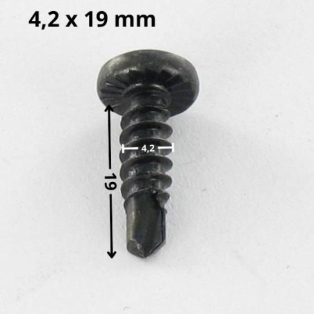 1 x Zelfborende schroef bol cilinderkop phillips 4.2X19 metaalplaat gaas Zwart gegalvaniseerd staal