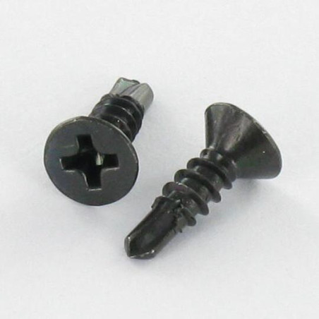 1 x Zelfborende schroef gefreesde kop phillips 3,5X13 metaalplaat gaas Zwart gegalvaniseerd staal