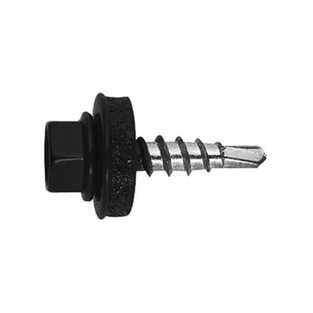 1 x Zelfborende schroef zeskantkop TH 4.8X28 Afdichtingsring met neopreen epdm afdichting Wit verzinkt staal RAL9011