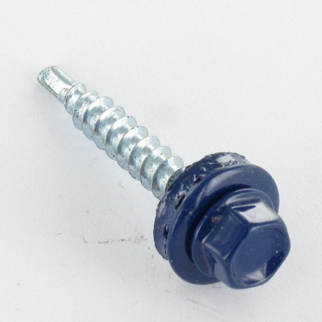 1 x Zelfborende schroef zeskantkop TH 4.8X35 Afdichtingsring met neopreen epdm afdichting Wit verzinkt staal RAL5013