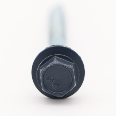 1 x Zelfborende schroef zeskantkop TH 6,3 x 100 Afdichtingsring met neopreen epdm afdichting Wit verzinkt staal RAL5008