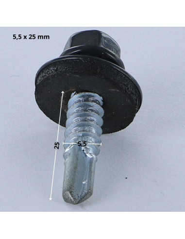 1 x Zelfborende schroef zeskantkop TH 5,5X25...