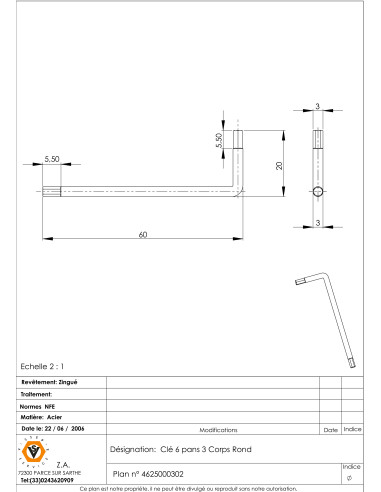 1 x Inbussleutel van 3 ROND LICHAAM Wit...