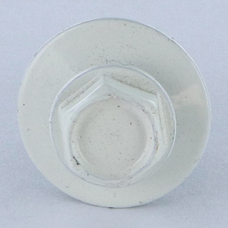 1 x Zelfborende schroef zeskantkop TH 4.8X19 Afdichtingsring met neopreen epdm afdichting Wit verzinkt staal RAL9010
