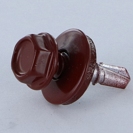 1 x Zelfborende schroef zeskantkop TH 4.8X19 Afdichtingsring met neopreen epdm afdichting Wit verzinkt staal RAL8012