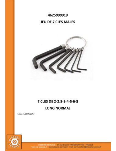1 x Set van 7 SLEUTELS MANNEN zeshoekig hol 2...