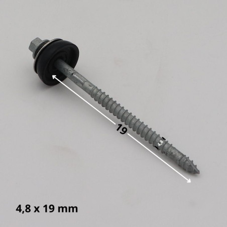 1 x Zelfborende schroef zeskantkop TH 4.8X19 Afdichtingsring met neopreen epdm afdichting Wit verzinkt staal