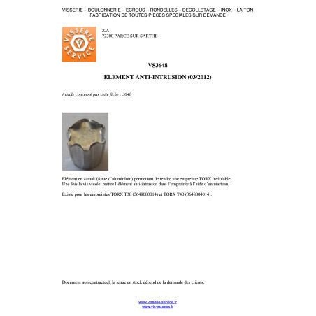 1 x ELEMENT ANTI-INBRAAKBEVEILIGING TORX T40 Zwart gegalvaniseerd staal