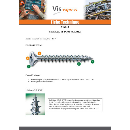 1 x Schroeven SPAX gefreesde kop Pozi PZ7 3,5X16 kopdiameter 7 volledige draad ACBRU