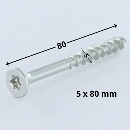 1 x Schroeven SPAX gefreesde kop TORX T20 5X80 bedraad op 46 gedeeltelijke draad WIROX